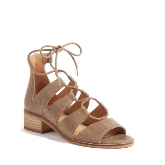 Lucky Brand 👣 Tazu Leather Suede Block Heel Sandals - Picture 2 of 12